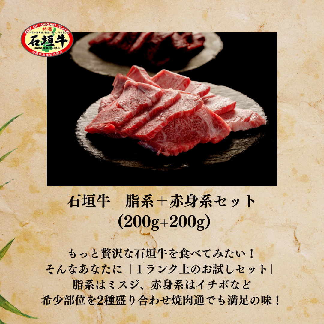 【石垣牛上等セット】上カルビ200g + 上ロース200g 【国産ブランド牛】
