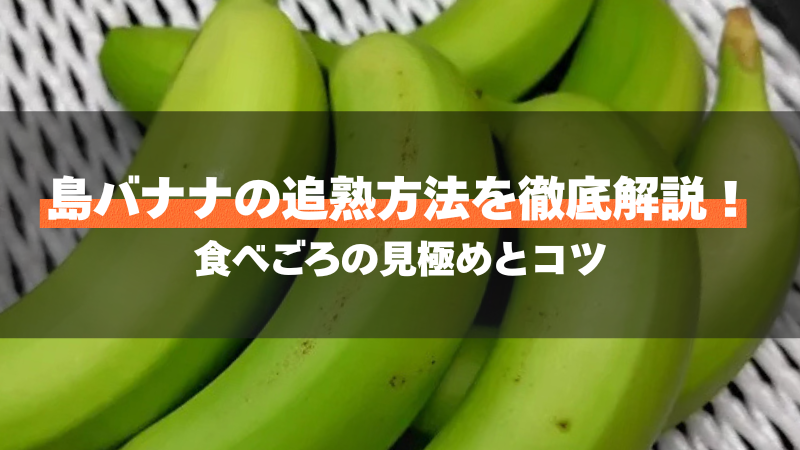 島バナナの追熟方法を徹底解説！食べごろの見極めとコツ